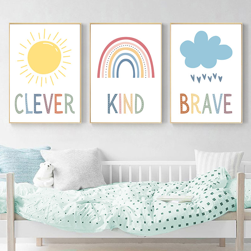 Bonito sol arco-íris nuvem imp - Kids Education Quote avaliação e preço