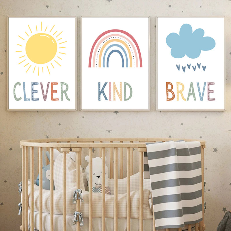 Bonito sol arco-íris nuvem imp - Kids Education Quote avaliação e preço
