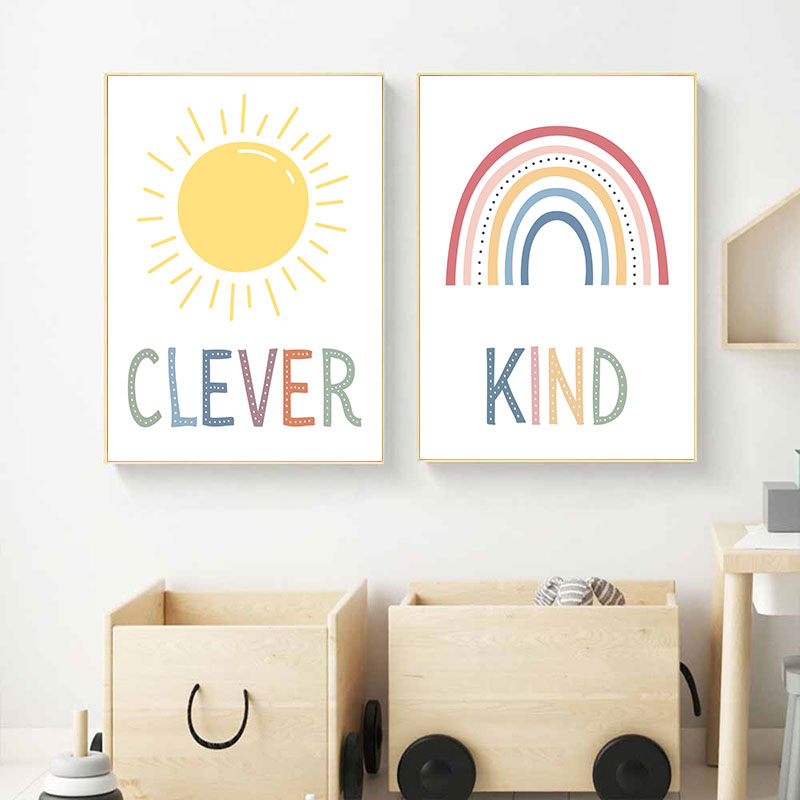 Bonito sol arco-íris nuvem imp - Kids Education Quote avaliação e preço