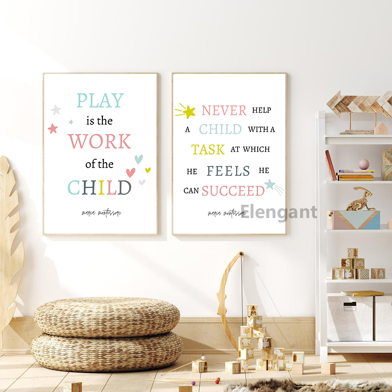 Jogar é o trabalho de uma cria - Kids Education Quote avaliação e preço
